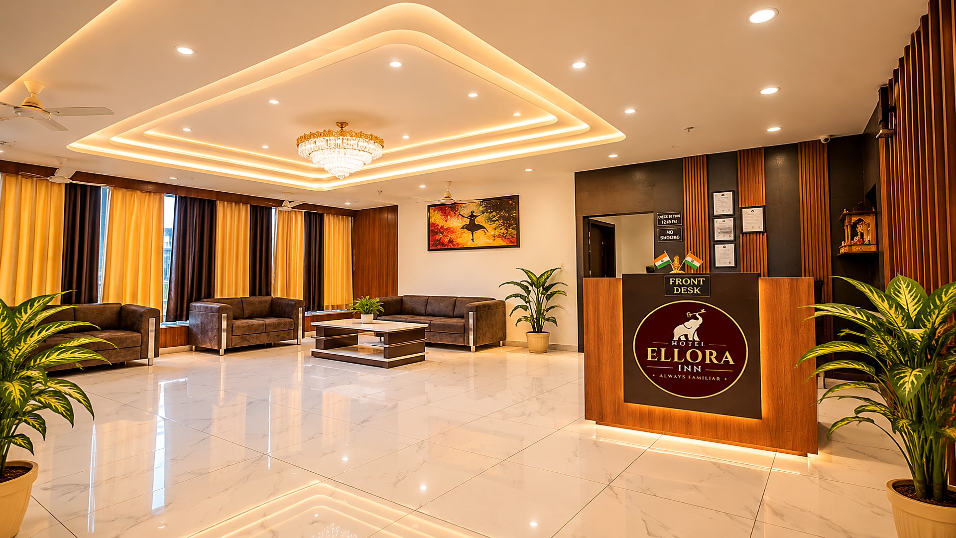 Lobby and reception at Hotel Ellora Inn, Sultanpur